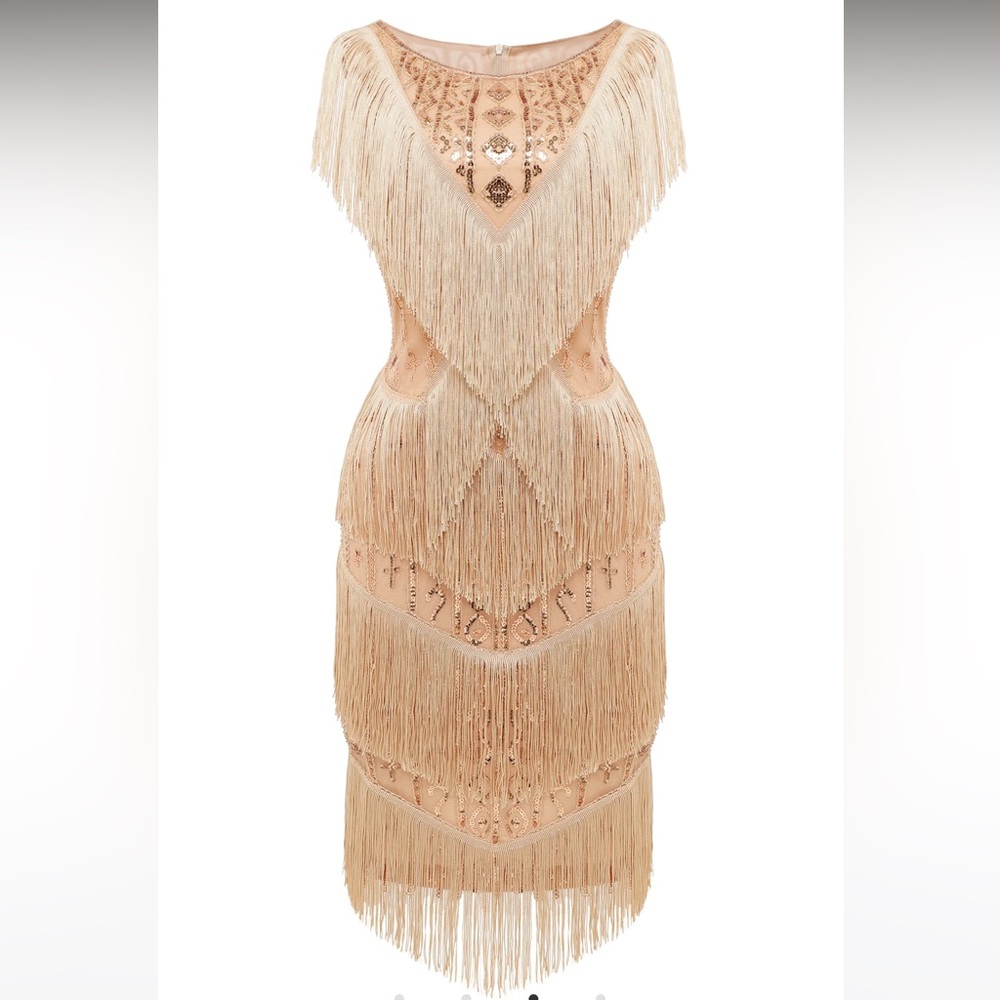 Babeyond Multi-Layer Tassel Sequin Flapper Dress,… - image 5